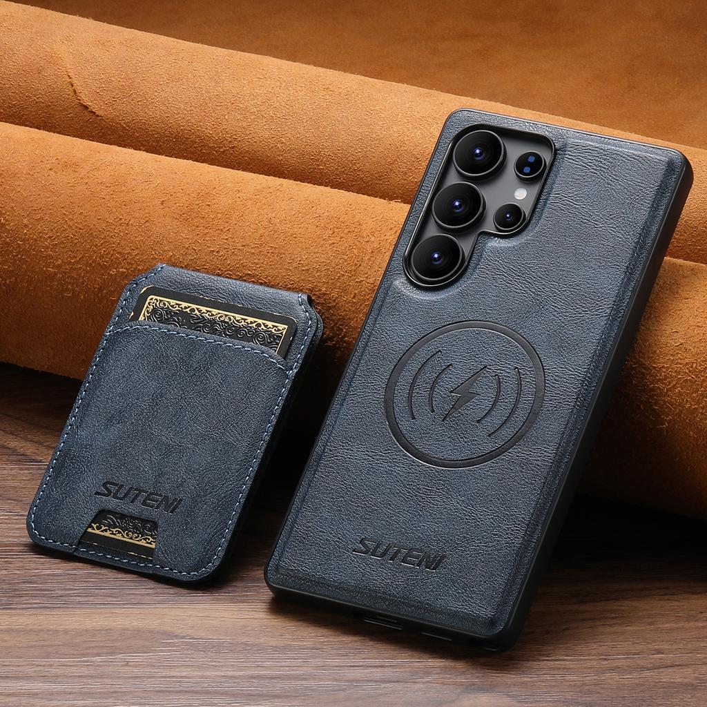 Skórzane Etui do Samsung Galaxy S26 Ultra S22 S23 S24 S25U Magnetyczne Ładowanie Bezprzewodowe Odpinany Uchwyt na Karty Pokrowiec na Telefon