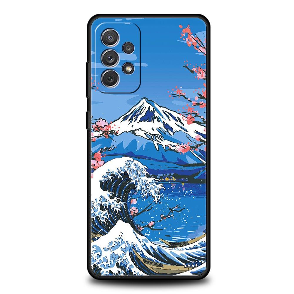 Phone Case For Samsung A13 A51 A71 A41 A31 A21S A11 A03S A12 A32 A52 A23 A33 A53 A73 5G Cover Golden Great Wave Kanagawa Surf