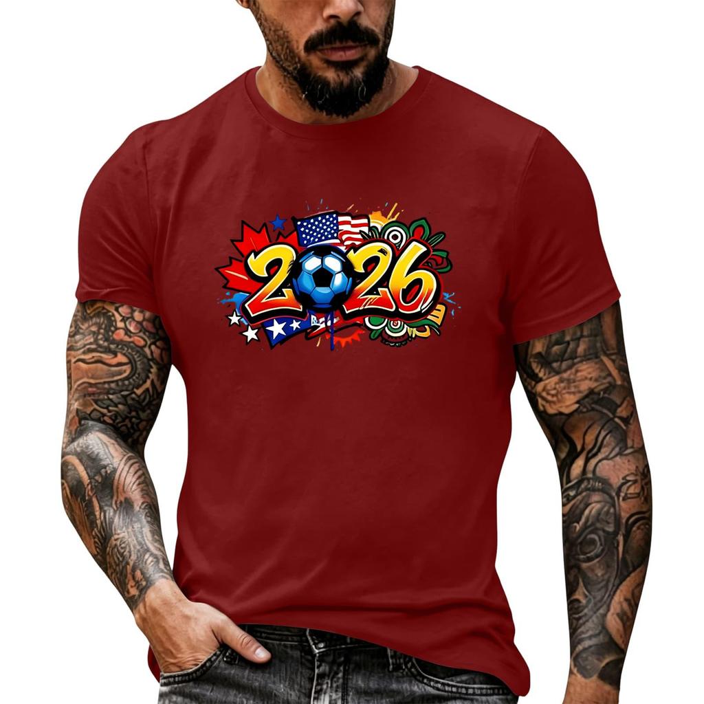 Men’s Loose Fit 2026 Printed Crew Neck Short Sleeve T Shirt Oversized tshirts for men big and tall shirts for men mens polo shirts short sleeve