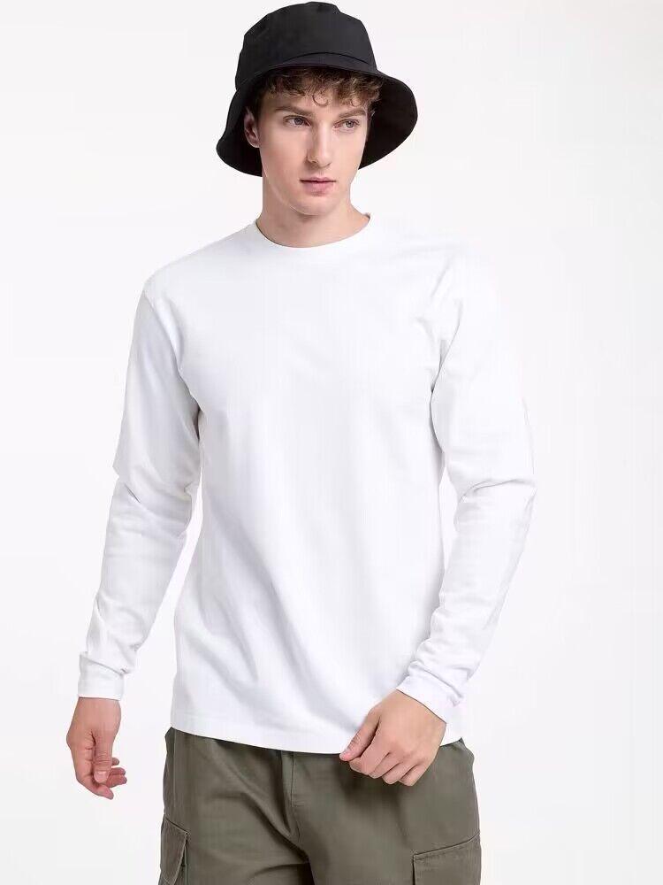 230g Women's Heavyweight Long Sleeve Solid Color Round Neck Cotton T-Shirt