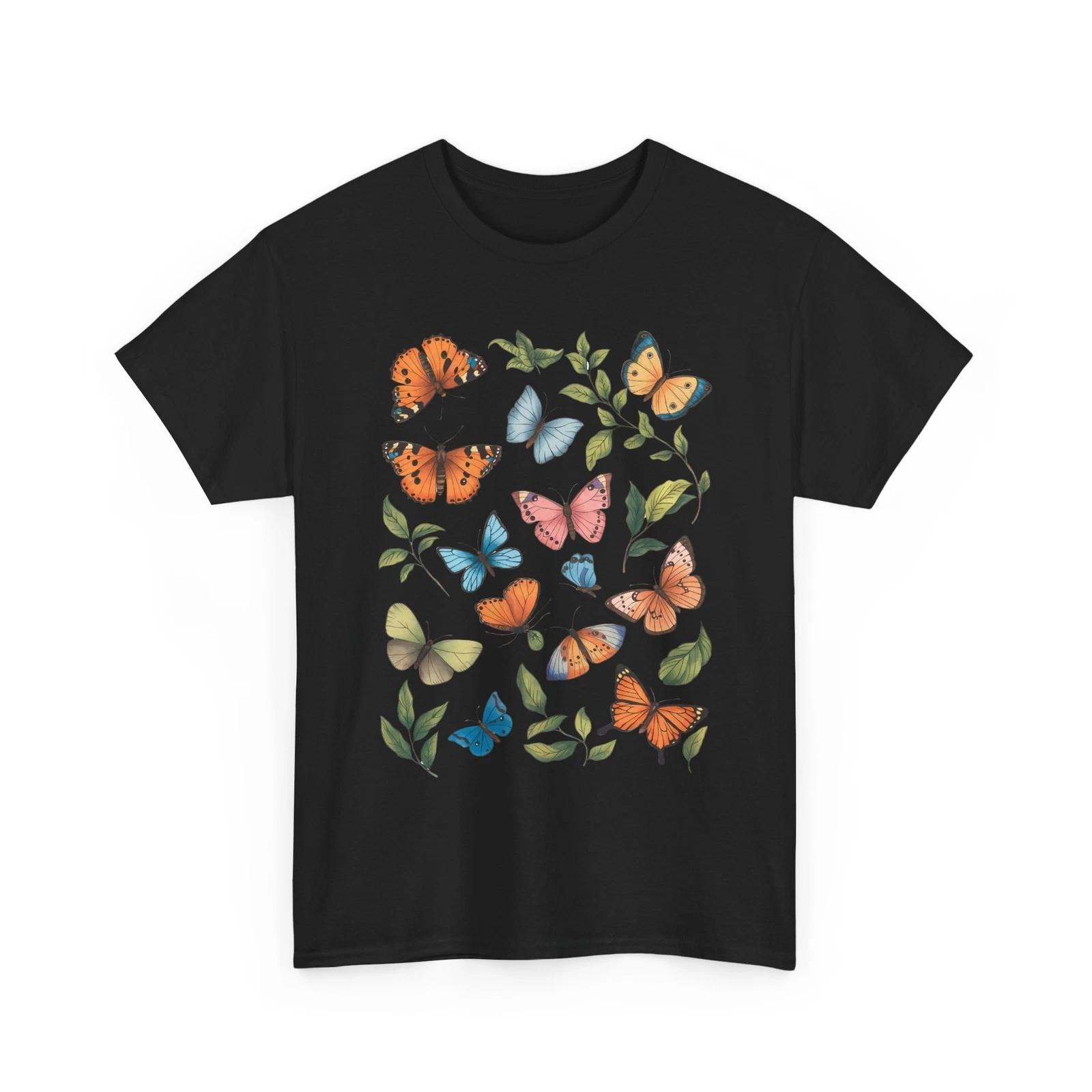 Butterfly Print Graphic Tee for Men and Women | Stylish Casual Trendy Tee M