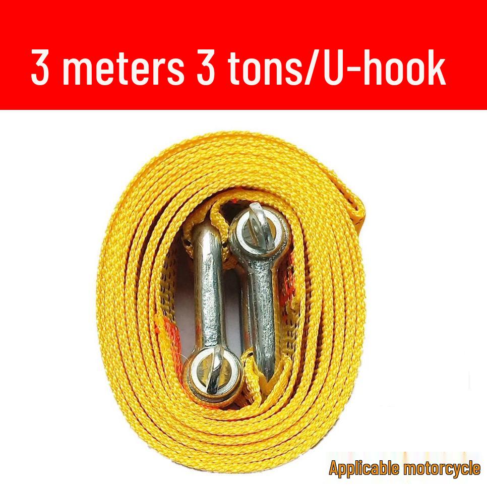 Heavy-Duty 10-Ton Tow Rope with Double Hooks, 5m for Off-Road Vehicle Rescue