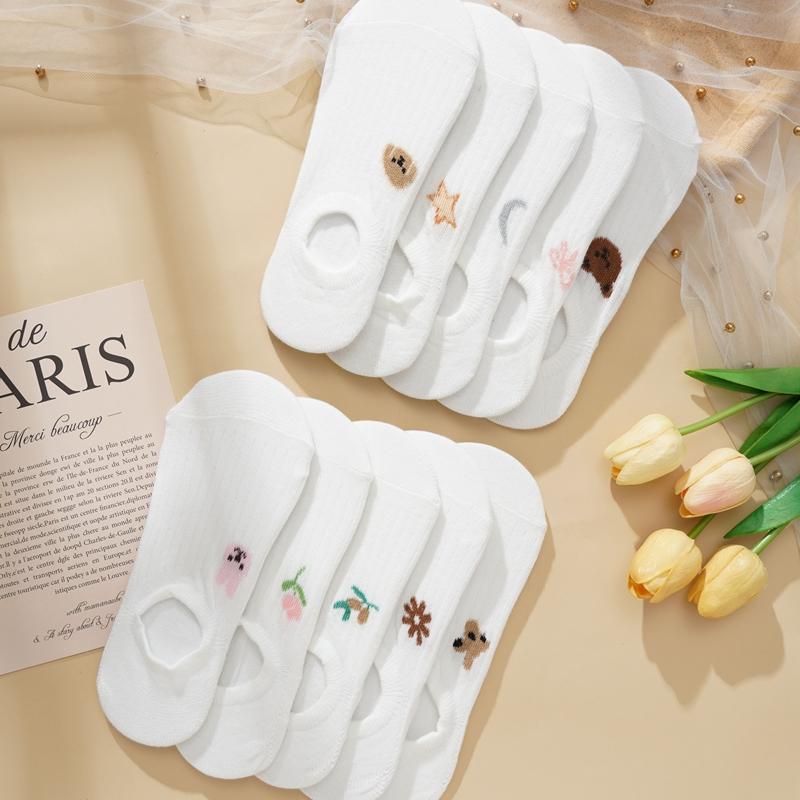 Women Summer Cute Cartoon Invisible Socks Silicone Non-slip Socks