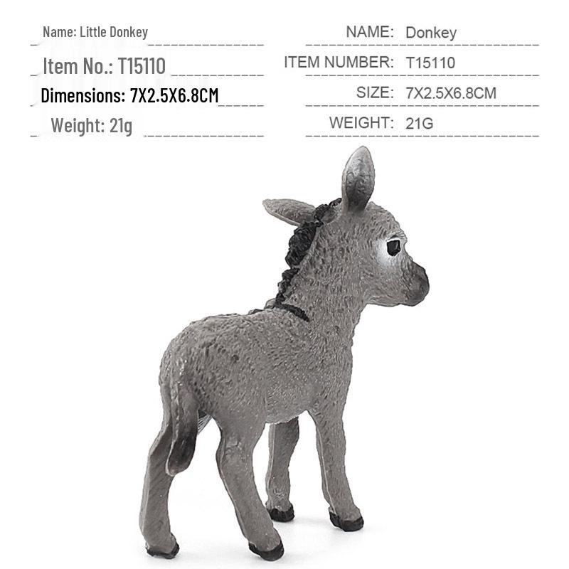 Mini Solid Gray Donkey Model Toy - Early Education & Cognitive Animal Ornament for Kids