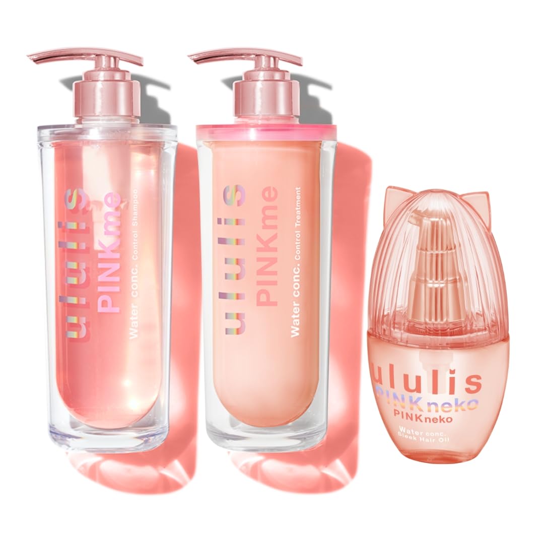 ululis [Pink Me для ухода за волнистыми волосами] Контроль влажности 3-предметный набор [Шампунь, Кондиционер, Розовое масло для волос с кошкой]