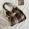2 Autumn and Winter College Woolen Plaid Shoulder Bag Large-capacity Vest Bag Student School Bag