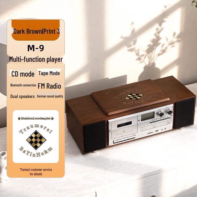 Bluetooth Retro Cassette CD Player with Harman-Quality Sound and High-Power Speaker