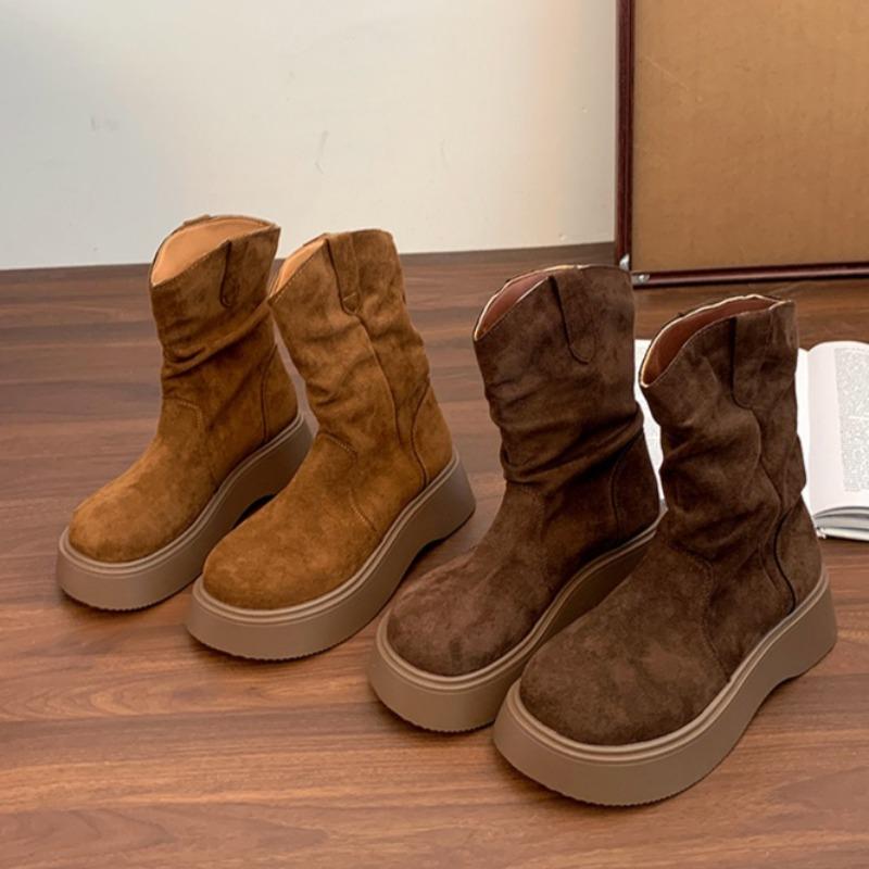 Fashion Platform Women Short Boots Classical Elegant Shoes Designer Elegant New Trends Suede Ankle Boots 2025 Winter Zapatillas De Mujer