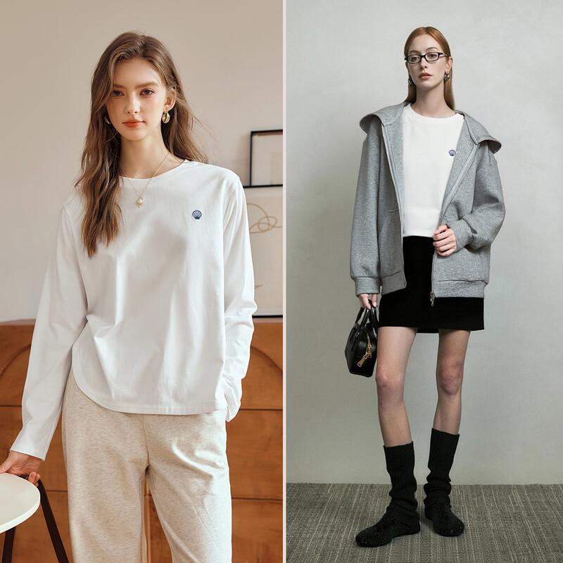 Olrain Women s French Embroidered Pure Cotton Long Sleeve T-Shirt S