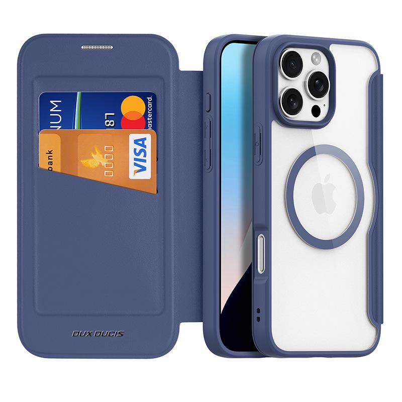 Dux Ducis for Iphone 18 17 Air 16 Pro Max Plus 17e Case Magsafe Wireless Charging Rotating Metal Magnetic Stand Pu Leather Cover