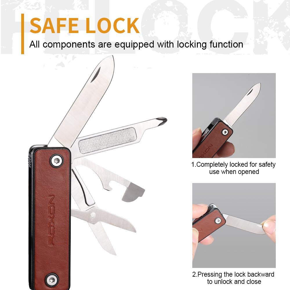 ROXON M4 Herramienta cortauñas portátil con navaja de bolsillo de cuero con producto de cuidado personal de seguridad con funciones como uña botella haciendo un práctico