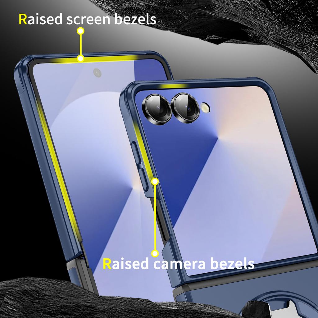 Rugged Heavy Armor Ring Phone Case for Samsung Galaxy Z Flip 8 7 6 Flip7FE Magnetic Rotable Bracket Shockproof Protection Cover