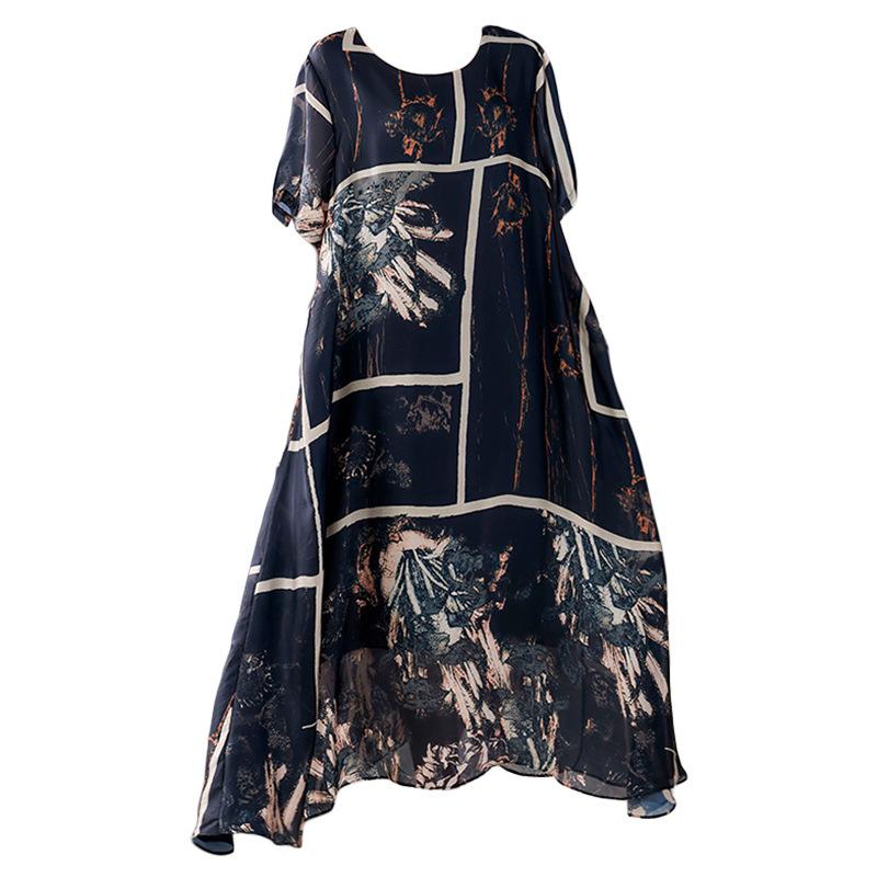 Original size, digital printing summer loose retro printing a-word skirt, lady mother foreign style skirt large size