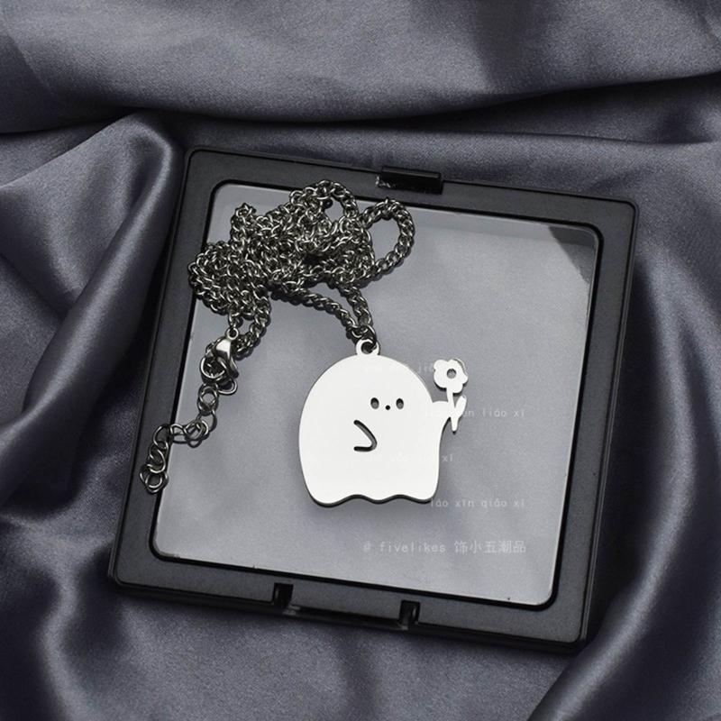 2 Pack Specter Pendant Necklace Chain Necklaces Birthday Gift Necklaces Stainless Steel Texture for Party and Daily