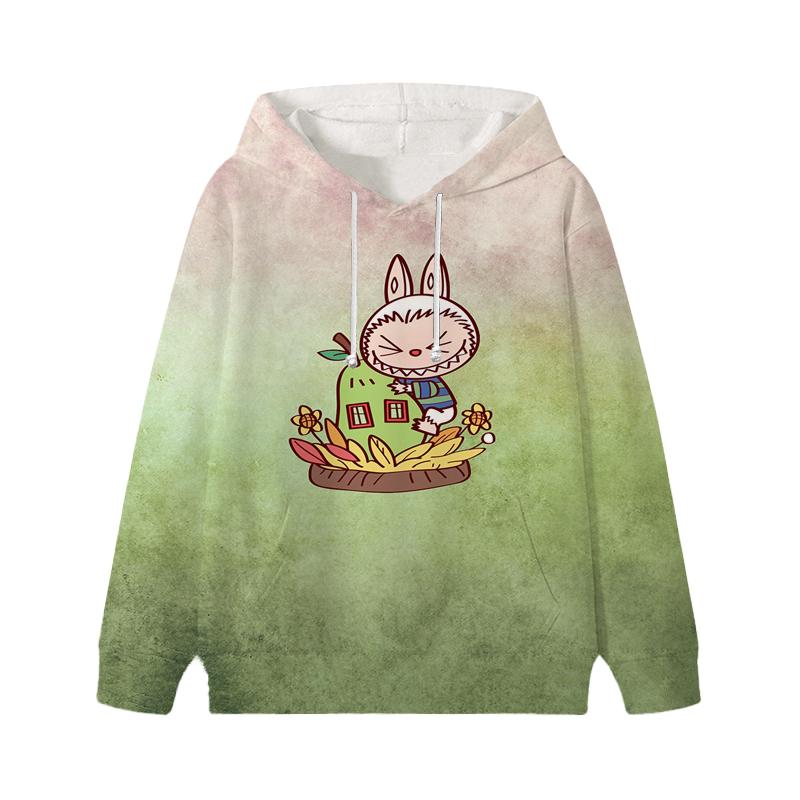 Labubu Printed Kids Long Sleeve Anime Boys Girls Hoodies Autumn Casual Clothes Thin Coat Children Cartoon Jackets Gifts