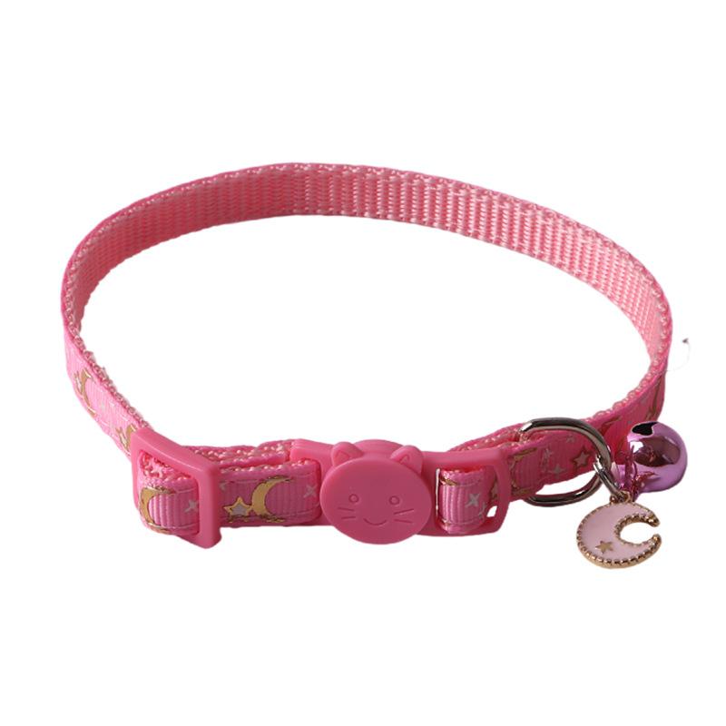 New Pet Dog Collar with Star Moon Pattern Gold Plated Buckle and Bell for Cats Dogs  Dog Harness and Leash Set Dogs Accessoires