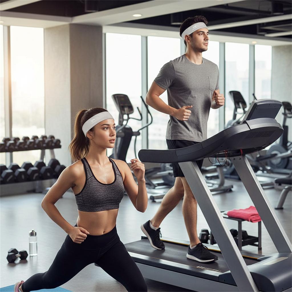 Sweat Absorbing Headband Moisture Wicking Exercise Quick Dry Non Slip Sports Headwear with Soft Knit Fabric for Running Yoga Fitness