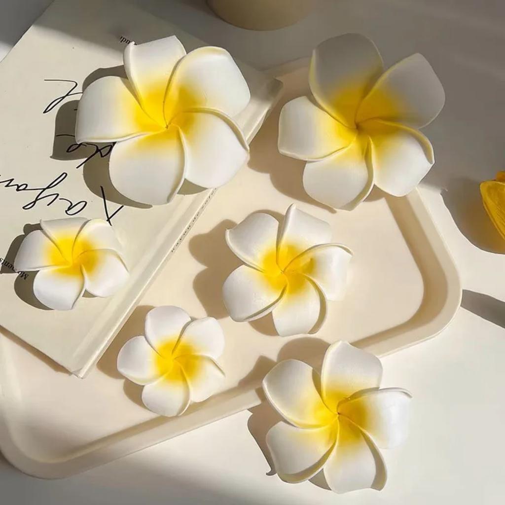 3Pcs Plumeria Hairpins for Women Hawaiian Foam Flower Hair Clips Summer Beach Vacation Accessories