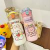 480ML Cartoon Insulated Water Bottle with Straw Thermos Tumbler Cartoon Pattern Bounce Cup  Student