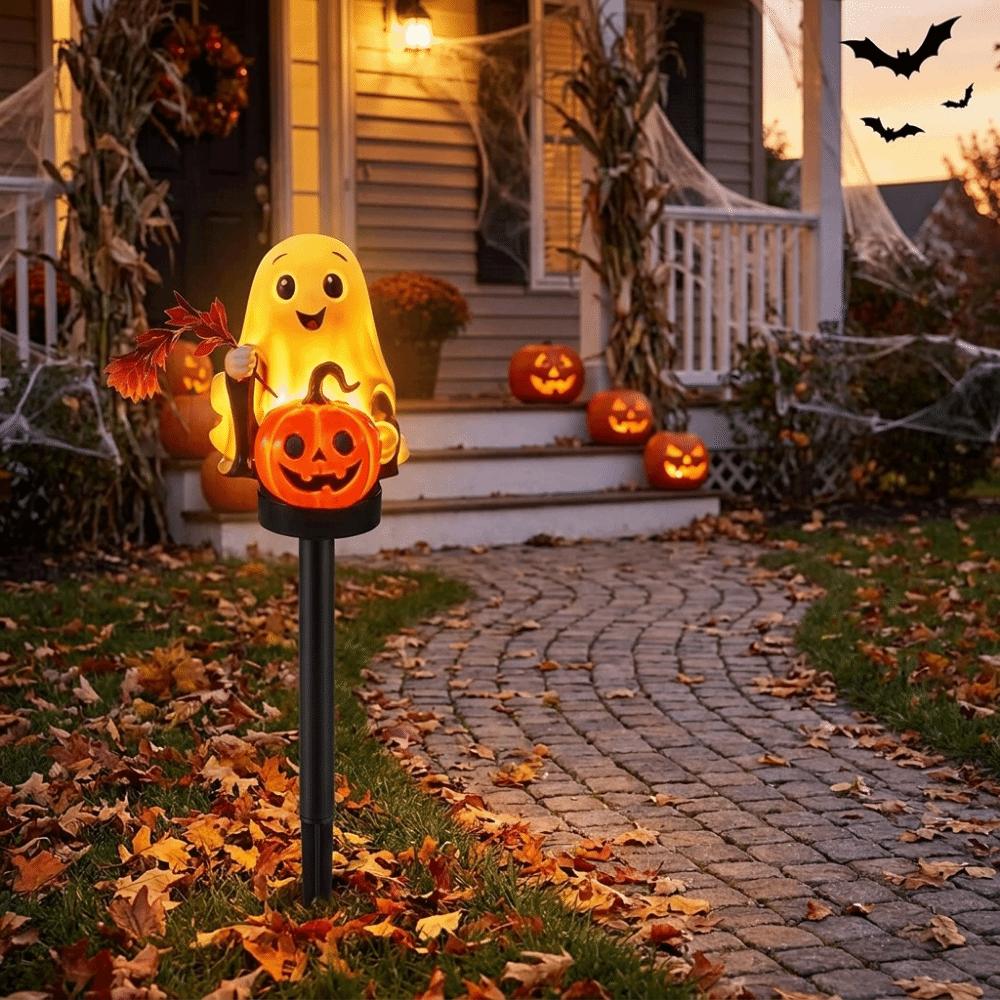 Resin Figurine Solar Halloween Lights Cute Garden Stake Light For Garden Courtyard Patio