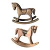 Vintage Wooden Rocking Horse Decor Collectible Retro Decoration Rocking Horse Figurine Wooden Horse Statue for Shelf Bedroom