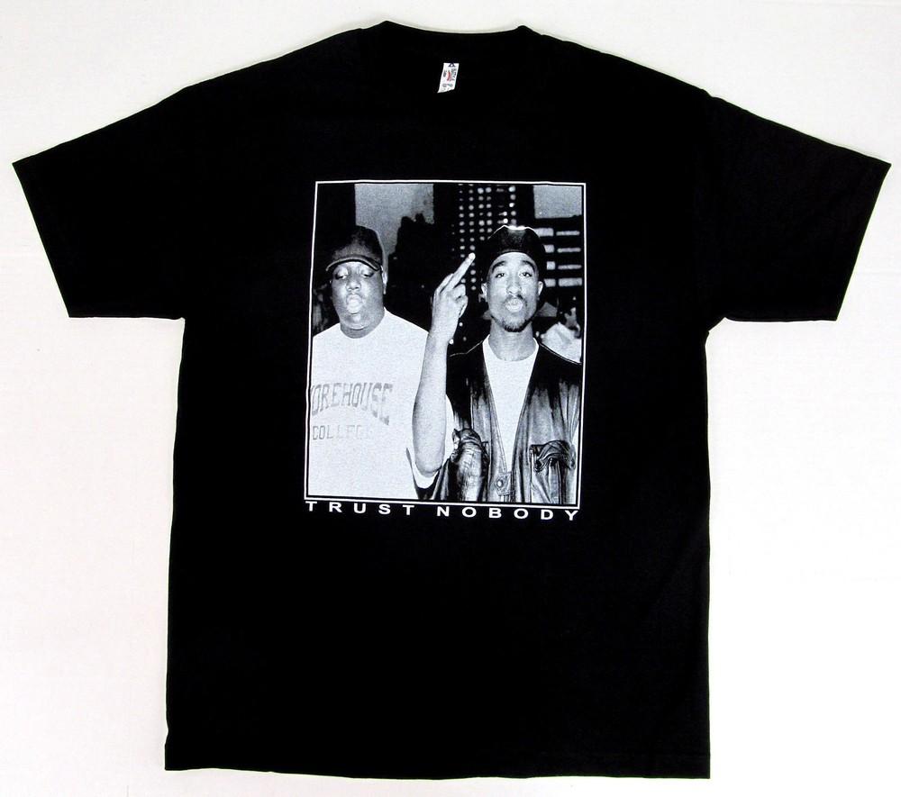 

TUPAC BIGGIE TRUST NOBODY T-shirt NOTORIOUS B.I.G 2PAC Tee Adult S-3XL Black New Unisex T-Shirt XXXXL
