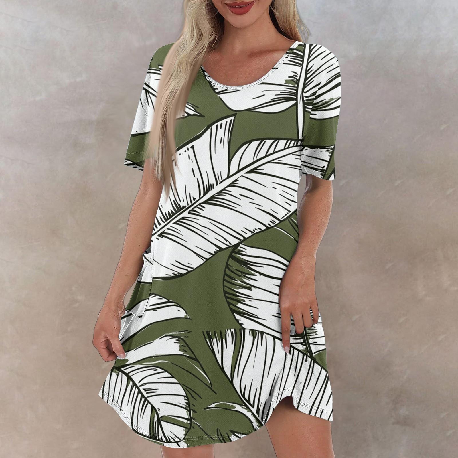 

Женское повседневное и модное платье средней длины с V-образным вырезом и коротким рукавом с принтом XXXL