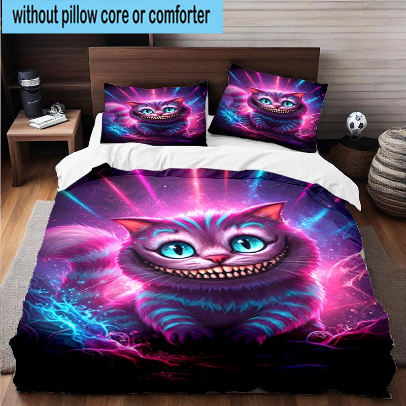 3PCS WonderlCat Fantasy Bedding Set,Including 1pc Duvet Cover And 2pcs Pillowcases Perfect for Bedroom, Dormitory, Fan Christmas Gift