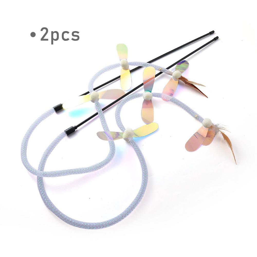 2pcs Spring Hose Feather Sequins Cat Teaser Stick Cat Rod Kitten Pet Toys
