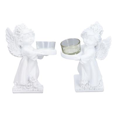 Anioł Świecznik Retro Śliczny Romantyczny Dekoracyjny Figurka Świecznik na Tealighty do Salonu Biuro C