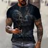 Summer Vintage T Shirts For Men Horror Undead Skull Pattern 3D Printed Short Sleeve Fashion Oversized Tees Casual Wowen's Tops