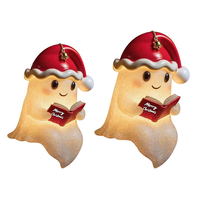 Christmas Ghost Reading Night Light Decor Cute LED Lamp Ghost-Themed Bathtub Lamp For Christmas Party.