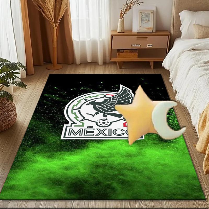Mexico Football Emblem Rug Game Carpet, Floor Mat for Bedroom Living Room Entryway Rug, Home Decor Idea Gift for Christmas birthday