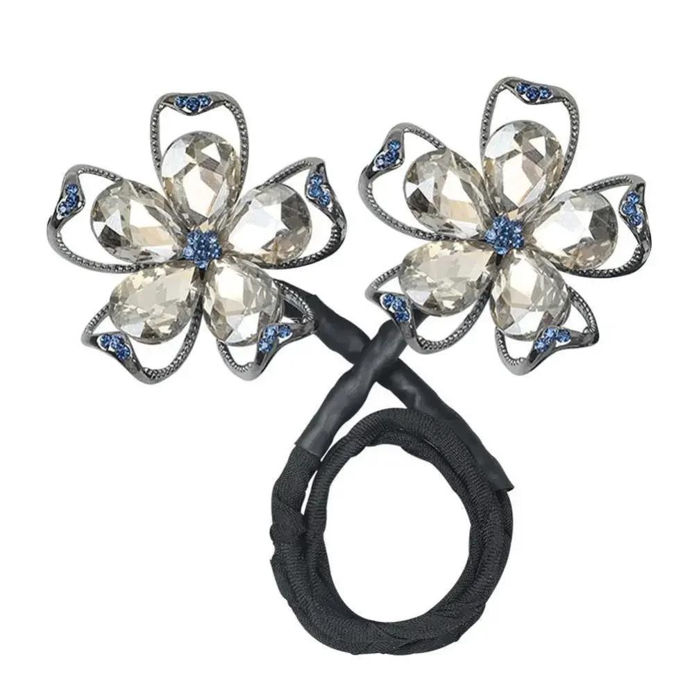 Whale Tail Rhinestone Flower Hair Clip Hair Bun Maker Bundle Lazy Hair Curler Hair Accessories Hair Styling Tool