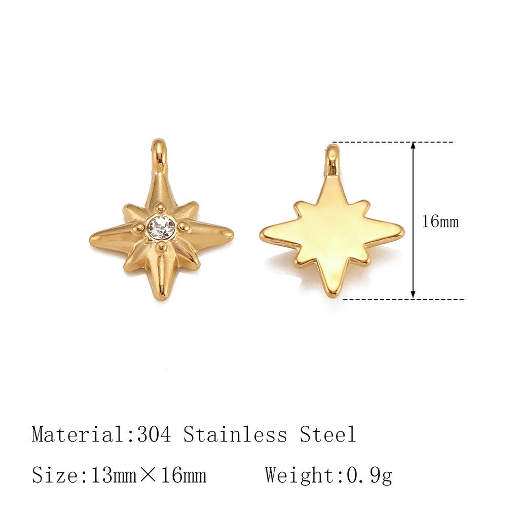 3Pcs Stainless Steel Star/Moon/Sun Charms Rhinestone/Natural Shell Pendant Handmade Necklace Earring DIY Jewelry Making Supplies