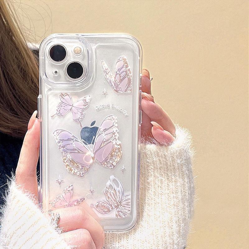 Ins Clear Shockproof 3d Glitter Butterfly Phone Case For Iphone 14 12 13 11 Pro Max Xs Max Xr X 14pro Max Shell Cover For Iphone