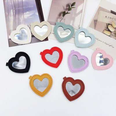 Pfirsich Herz Spiegel Schlüsselanhänger: PVC-Leder Make-up-Spiegel & Schlüsselanhänger Charm-Accessoire