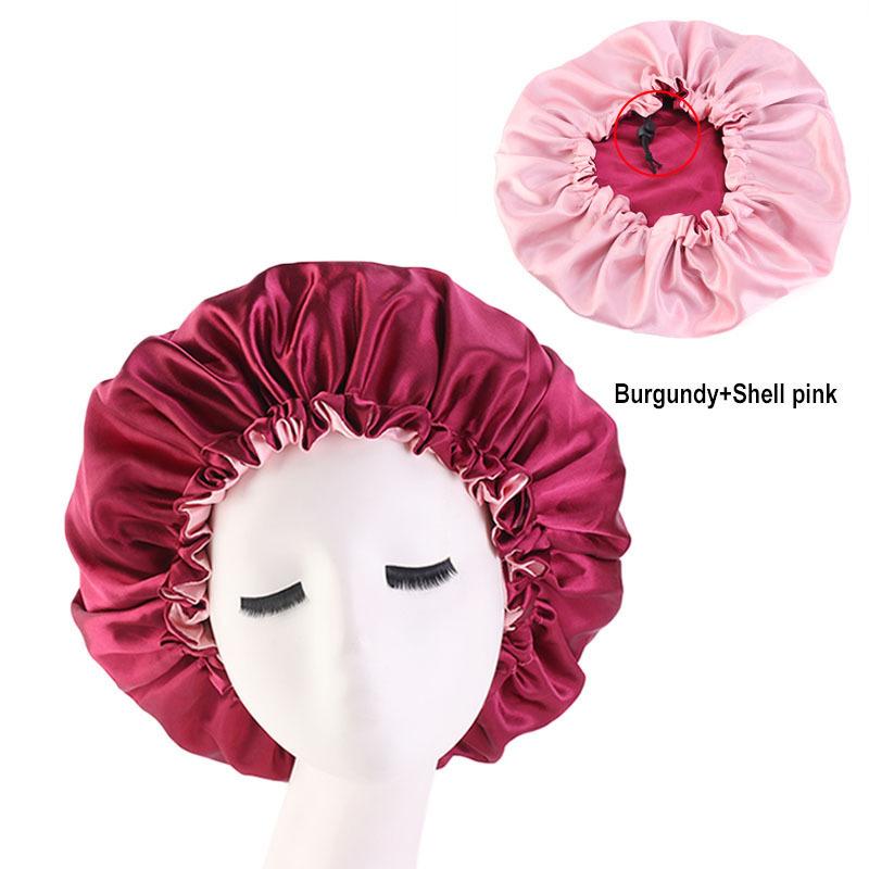 Women Satin Solid Sleeping Hat Night Sleep Cap for Women Shower Caps Waterproof Solid Sleeping Hair Bonnets Adjustable Cap