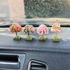 New Car Mini Tree Simulated Flower Ornament Square Base Interior Accessories Center Console Decorations Mounted Plant Ornament