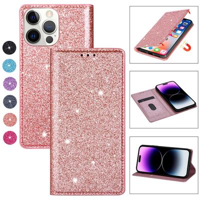 Cüzdan Deri Bling Glitter Flip Standı Anti-düşme Kılıfı Samsung Galaxy Xiaomi Redmi iPhone Huawei Onur Google Kılıfı