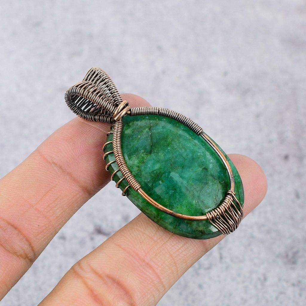 Tree Of Life Emerald Pendant, 999 Copper Wire Wrapped Pendant Gemstone Jewelry, Handmade Pendant Amazing Jewelry, Gift For Her