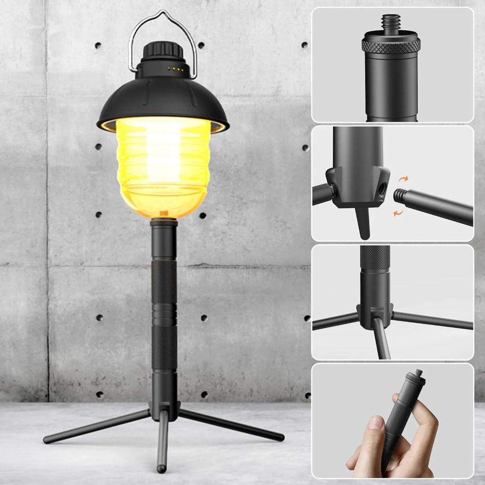 Hiking Equipment Aluminum Alloy Lantern Stand Foldable Mini Phone Tripod Stand Portable Camping Ground Holder Fishing Lights