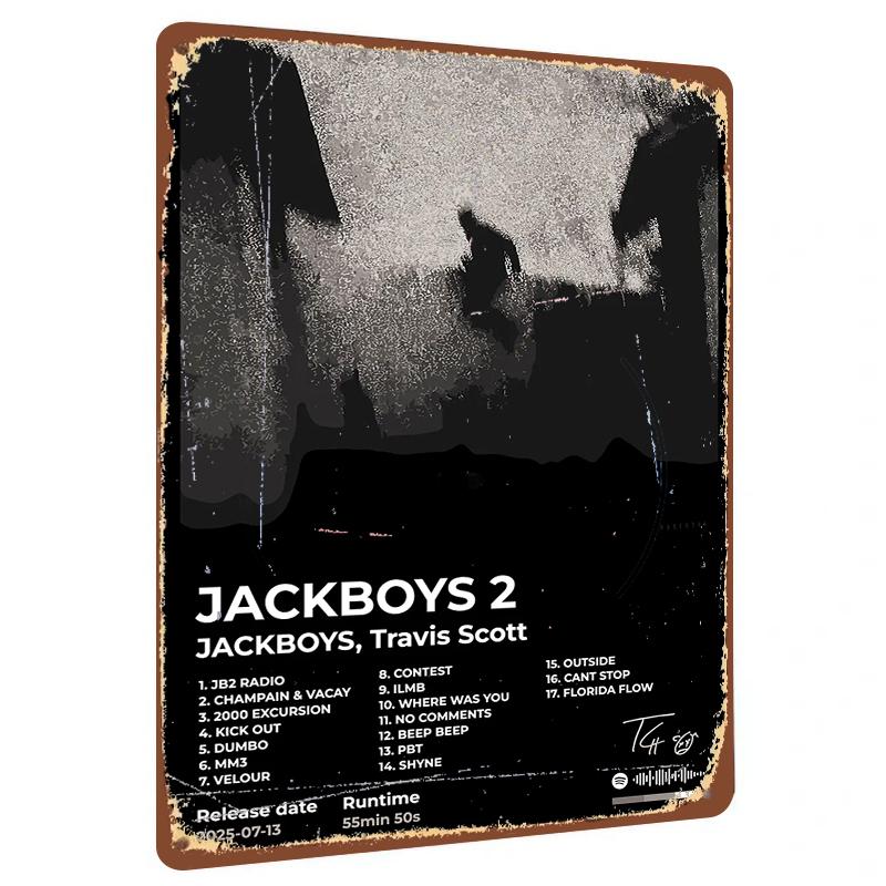 JACKBOYS  Album Cover Metal Wall Art Travis Scott Music Decor for Fans Room Home Decoration 20x30cm（7.8x11.8inch）