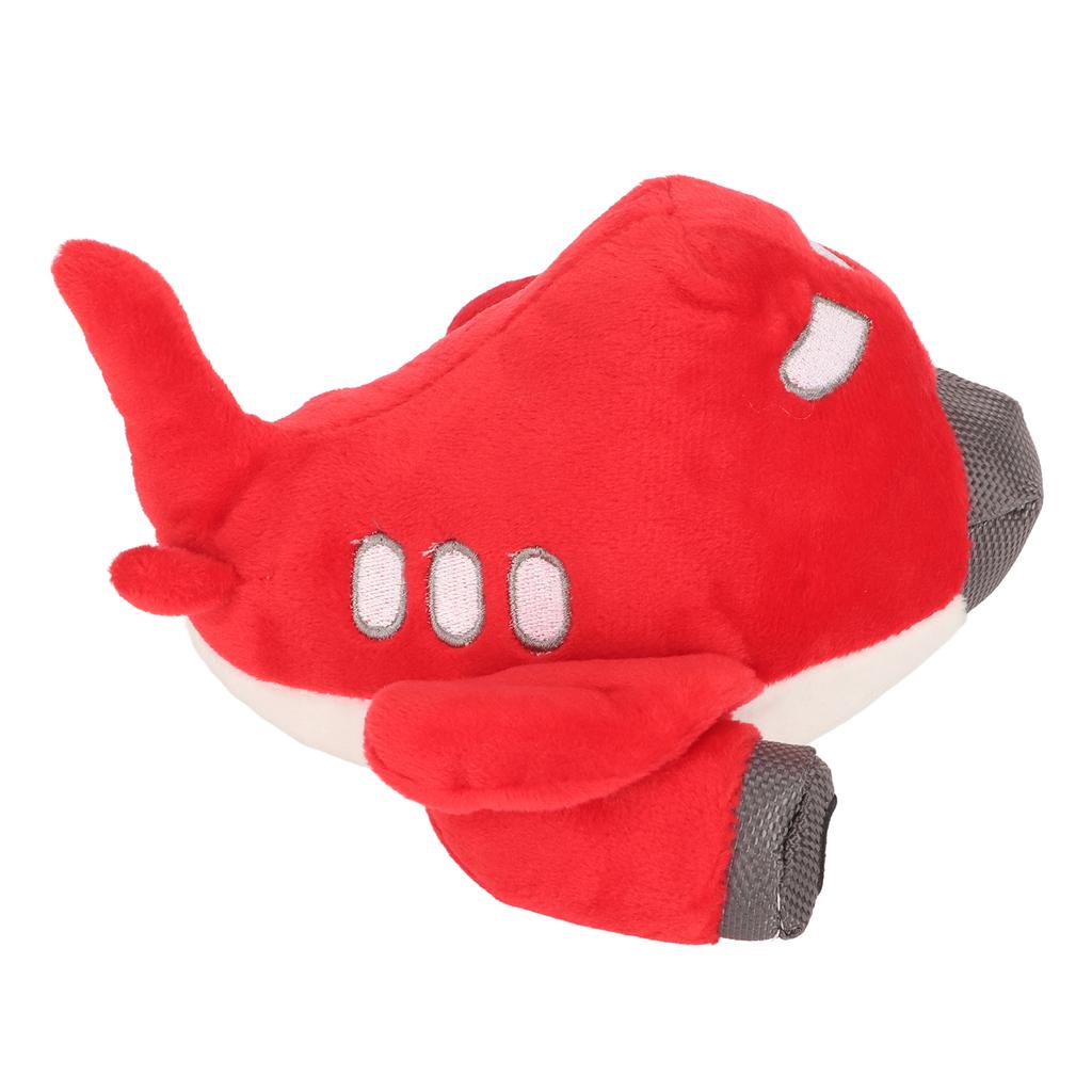 Plush Dog Squeaky Toy Bite Resistant Teeth Grinding Cleaning Interactive Airplane Shape Stuffed Puppy Chewing Toy Red