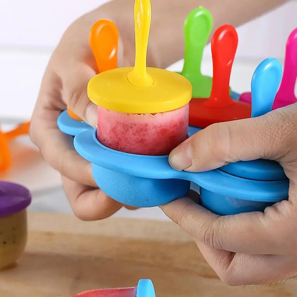7 Hole Ice Cream Mold Ice Cream Diy Mold Children's Popsicle Mold Food Filled Plastic Ice Tray Popsicle Mold Fruit Smoothie
