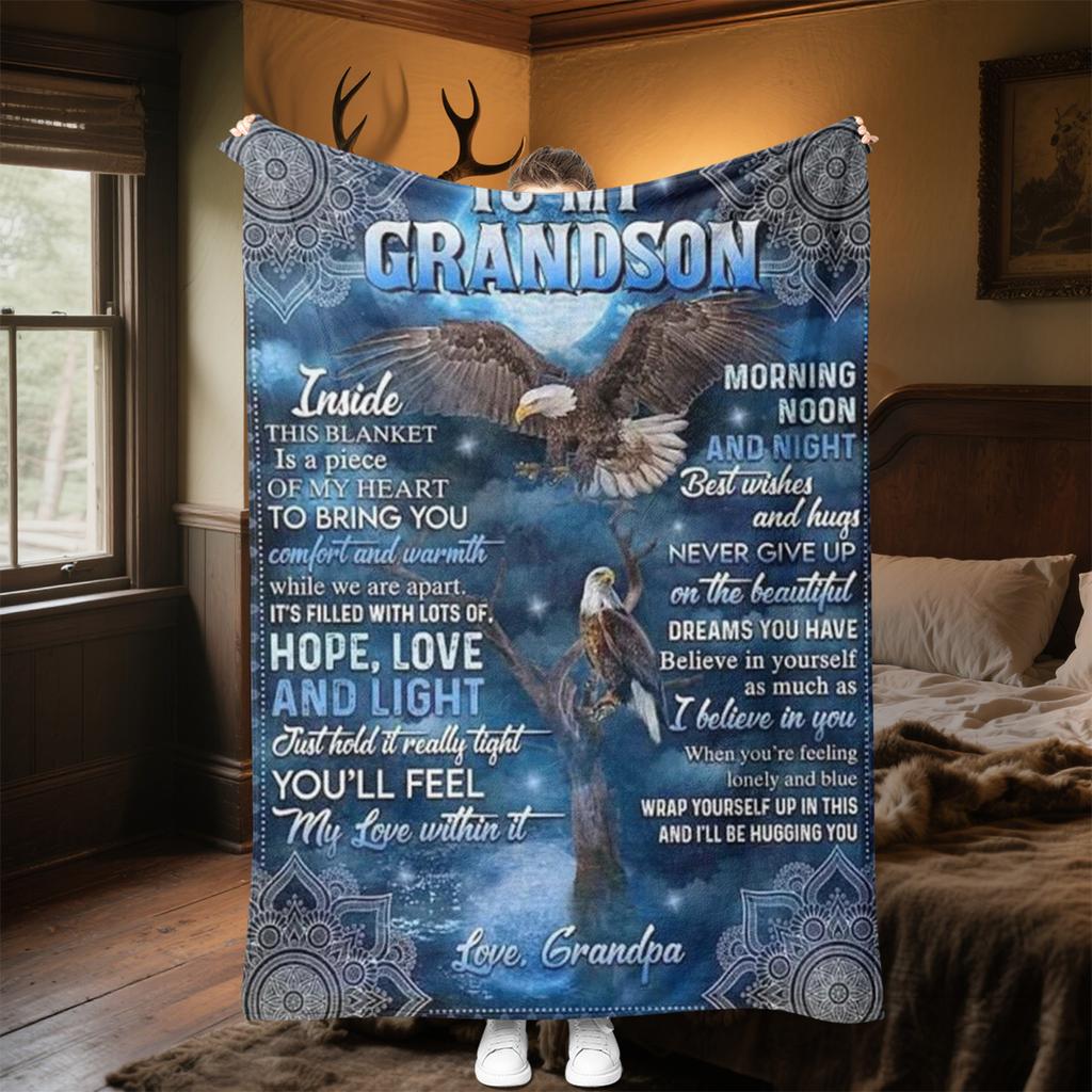 Love Blanket Grandson Plush Blanket Soft Comfortable All Seasons Perfect Sofa Office Naps Outdoor Travel Makes Great Gift