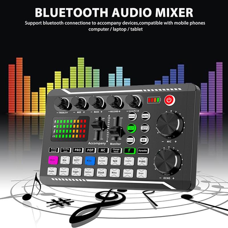 F998 Rechargeable Sound Card & Condenser Microphone Set for Outdoor Live Performance