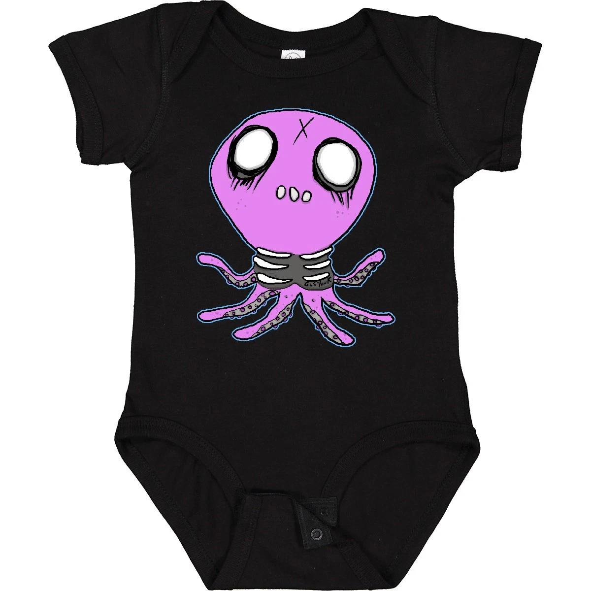 Inktastic Death Metal Octopus Baby Bodysuit kids boys T-Shirt Skeleton Horror Goth Infant 150
