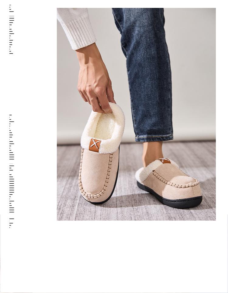 Samt Zehengeschlossene Fellpantoffeln: Warm, Rutschfest, Dicke Baumwolle für Innen- & Außenkomfort