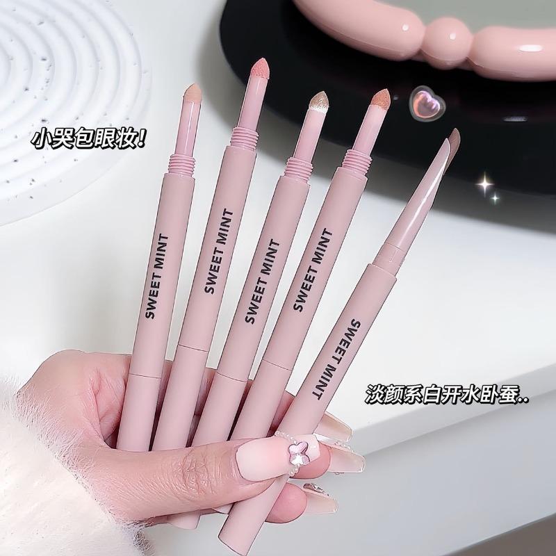 Double Head Curved Moon Silkworm Pencil Highlight Contour Waterproof Smudge Proof Makeup